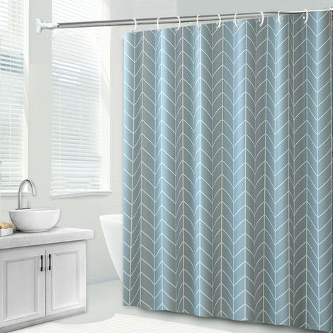 Duschvorhang mit Chevron-Muster - Graublau