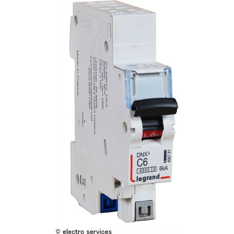 Legrand – Disjoncteur unipolaire 6A courbe C – 1 module – 230V – Borne automatique – Pouvoir de coupure 6kA – IP20