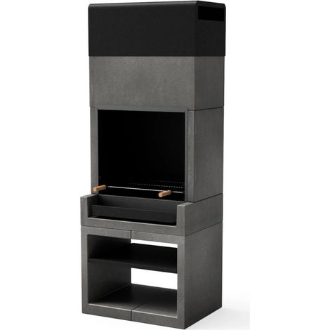 Barbecue encastrable Kitaway 84 x 63 x 223 cm avec grille 68,5 x 42 cm  Barbecue en béton gris et noir (1/5)