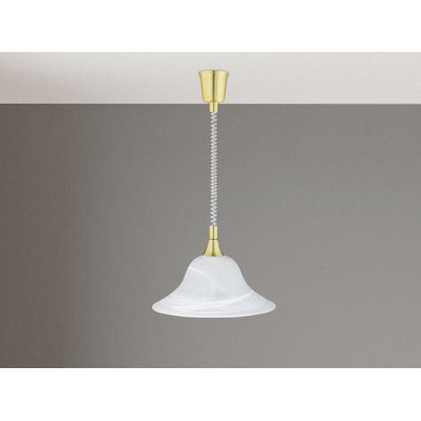 LED Zugpendelleuchte Glas weiß höhenverstellbar Messing, Ø 39cm (1/5)