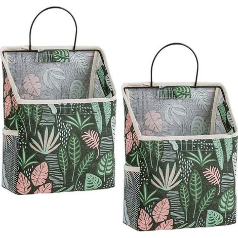Juego de 2 bolsas de almacenamiento de pared，organizadores de escritorio，hechos de algodón y lino，adecuados para cocinas (1/4)