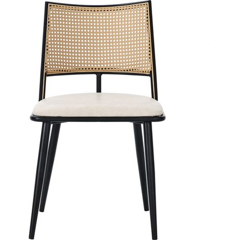Set di 2 sedie da pranzo con seduta in PU e schienale in rattan nero MODENUIT (1/5)