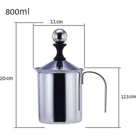 800 ml Milchaufschäumer aus Edelstahl mit Doppelsieb (1/3)