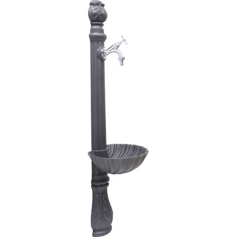 Fontana a colonna Osiride per casa giardino colore grigio ghisa con vasca con rubinetto in ottone a scelta : cromato mod.303C (1/2)