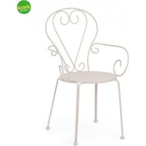 SEDIA GIARDINO ESTERNO ACCIAIO IMPILABILE BEIGE GRIZ DESIGN VINTAGE 49X49X89 CM