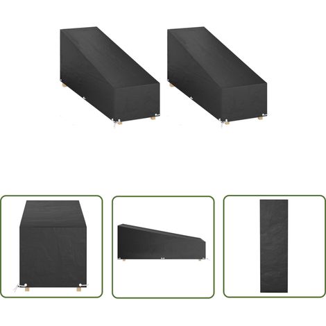 Housses pour chaise longue 2 pcs 12 œillets 205x75x40/70 cm PE (1/5)