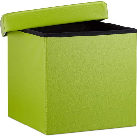 Sgabello ottomano panca pieghevole contenitore stabile sintetico 38 cm verde 1300028067