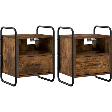 Armario Colgante para la Mesa de Noche 2 uds. Roble Ahumado vidaXL (1/5)