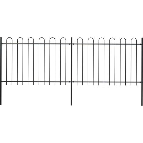 FIMEI Clôture de jardin avec dessus en cerceau Acier 3,4 x 1,2 m Noir (1/5)