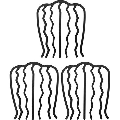 Lot de 3 peignes à cheveux latéraux avec pinces à dents, accessoires de coiffure pour femmes-10.00X8.00X0.10CM-Black (1/4)