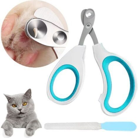 Coupe Griffes Chat, 2mm Trou Conique Coupe Ongle Chat, Coupe Griffe Chat Coupe Ongle pour Chiots et Petits Animaux Chat Accessoire pour Simple à Utiliser pour un Novice Avec Lime-Griffes(Bleu)