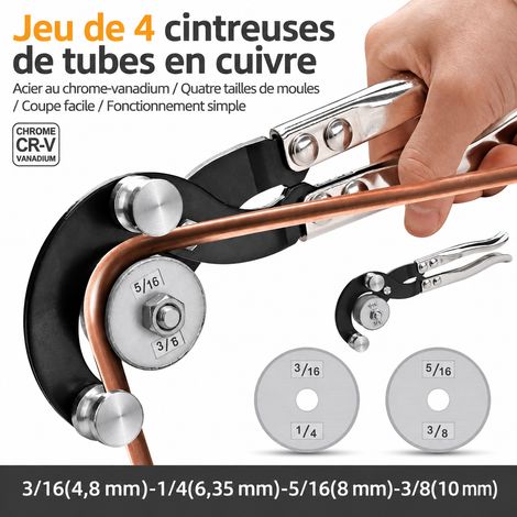 Cintreuse manuelle 4 en 1 tubes cuivre alu inox 5 6 8 10 mm acier chrome-vanadium 26 × 8 × 4 cm 700 g – Livraison gratuite (1/5)