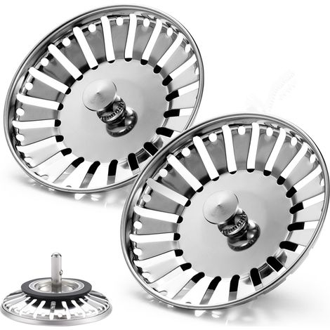JSSEVN-2 Pièces Crépine d'évier de Cuisine, Filtre Évier Cuisine, Bouchon Evier Cuisine Inoxydable, Bonde à Panier Filtre Evier, Panier à Tamis pour Évier (1/5)