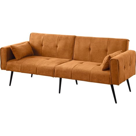 Gepolstertes Futon-Schlafsofa Orange aus Stoff, klappbar, 3-Sitzer, MODENUIT (1/5)