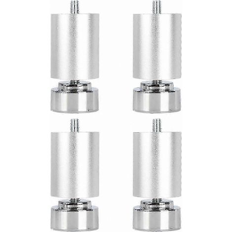 Pieds métalliques réglables à filetage M10, compatibles avec les canapés, les lits, les tables et les armoires pieds de meubles de support robustes (paquet de 4, argent, 6 cm). (1/5)