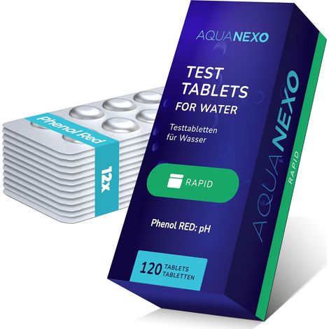 Rapid Phenol Red Comprimés de test de piscine, pastilles de test de pH pour piscine, au choix : 60/120/180/240 x, accessoires de piscine, pastilles de test de pH pour piscine (120) (1/5)