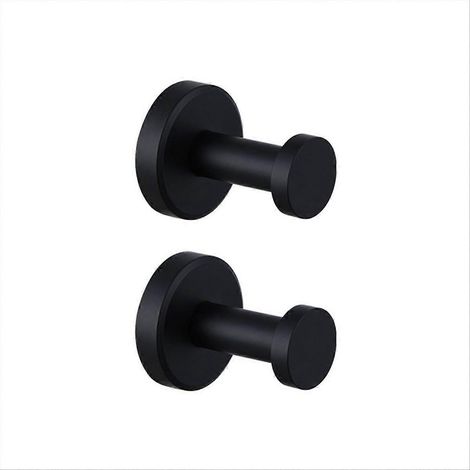 Lot de 2 crochets pour porte de douche, salle de bain, cuisine, miroir en verre, noir (1/5)
