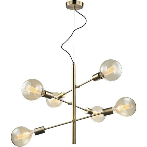 Italux Madalyn - Lámpara colgante moderna de bronce antiguo, 6 luces, E27 (1/3)