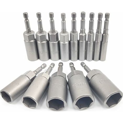 Douille Visseuse Approfondir 6-19mm Adaptateur Hexagonal Profondeur D'usinage Pour Tournevis à Écrou de Perceuse Ma 14 pièces 19mm 34mm (1/5)