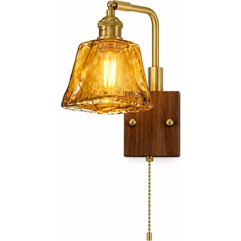 Applique da parete vintage in rovere massello e vetro lavorato a mano, con design floreale personalizzabile, luce morbida e salutare per la decorazione d'interni. (1/4)