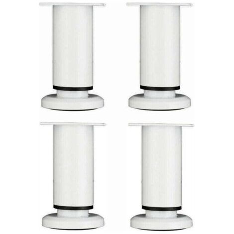 4 Pièces Pieds de Meubles Réglables 12cm Blanc Jambe de Table Rond en Métal pour Canapé Armoire Lit avec Vis