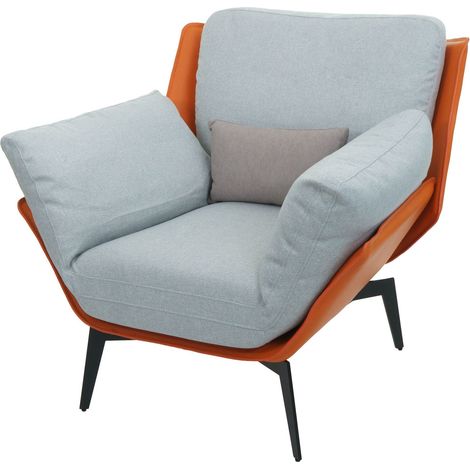 Poltroncina relax lounge imbottita in PVC terracotta e tessuto grigio metallo nero 040006839