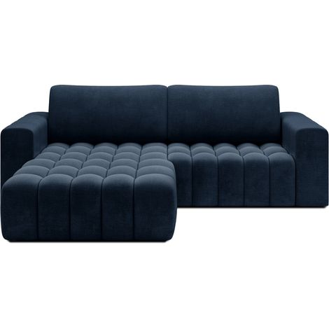 Sofá de esquina convertible DORY azul oscuro 250 cm con almacenamiento en el ángulo izquierdo (1/5)