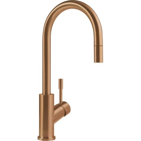 Villeroy & Boch – Robinet de cuisine mitigeur Umbrella flex bronze – Douchette extractible – Pivotement 360° – Acier inoxydable PVD anti-traces