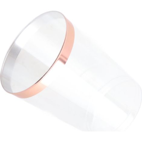 Lot de 20 tasses rigides de 300 ml (10 oz) avec bordure or rose, en plastique rigide, pouvant servir de bouteilles d'eau, de verres à vin, de verres à dessert, de verres pour la cuisine occidentale ou (1/5)
