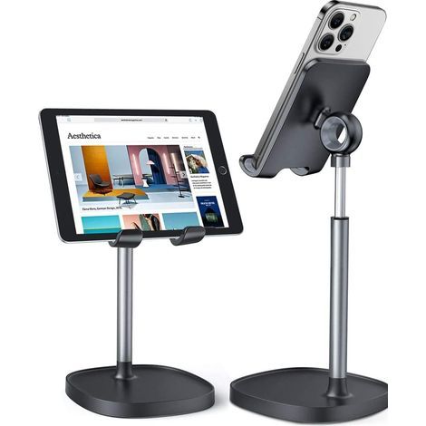Organisateurs et accessoires de bureau Support de téléphone portable pour espace de travail Blanc Hauteur Angle réglable Support stable Support robuste (noir) (1/5)