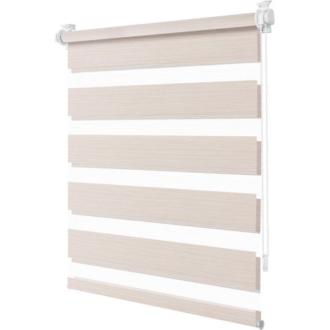Store Enrouleur Jour Nuit sans Perçage, Double Tissu, Protection de l'Intimité et Sécurité Enfant, Installation Rapide avec Clips pour Fenêtre ou Porte, Lin, 40l x 130L cm (1/5)