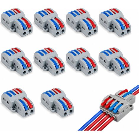 10 Pcs Connecteur Electrique SPL-42 2 Entrées 4 Sorties, Bornes Compactes Type 4 Entrées, Domino Electrique Sécurisé 250v 32a, Connecteurs Rapides Pour Câblage Maison Éclairage Prise (1/5)