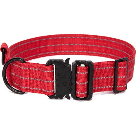 Collar para perros, ancho, con asa integrada, de nailon de doble capa, hebilla de liberación rápida, para perros medianos y grandes. (1/5)