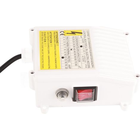 Boîtier de commande avec disjoncteur thermique intégré pour pompes d'aspiration domestiques submersibles de puits profonds, 1,1 kW (1,5 CV), condensateur 60 µF, 25 A, prise UE 220 V.