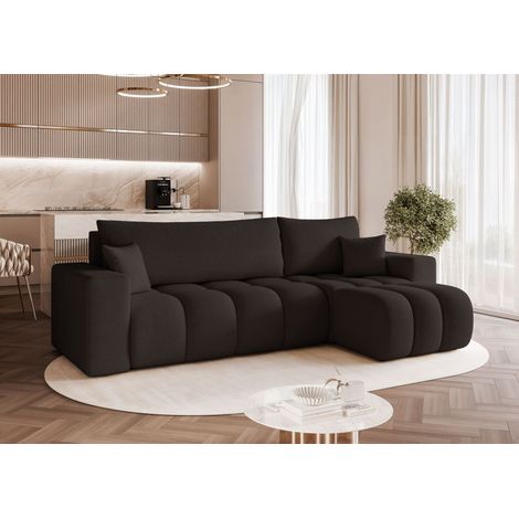 Ecksofa Schlafsofa Sofa ANABEL in Stoff Quelle Schwarz Ottomane Rechts (1/5)