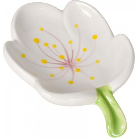 Porte-savon fleur en céramique, porte-savon avec drain mignon, porte-savon embellissements, porte-savon vide créatif pour cuisine, baignoire, évier et douche (tulipes, blanc) (1/5)
