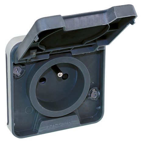 Eur Ohm – Prise étanche composable IP55 – Pour chantiers humides – Couleur gris – Oxxo