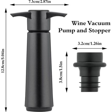 Schwarze Weinpumpe mit 4 Vakuumverschlüssen, wiederverwendbare Weinpumpe  Weinkonservierungsset – Vakuum-Weinverschlüsse für Rot-, Weißwein und Champagner – Ideales Weinzubehör – Geschenk (1/5)