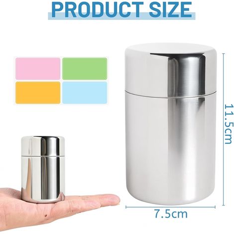 lalago 1 Pièce Boîte à Thé en Acier Inox avec Couvercle Intérieurs 400ml, Récipient de Stockage Vrac Étanche à Double Paroi Argent pour thé en Café en Grains pour Exterieur Auto Balcon Maison (1/4)