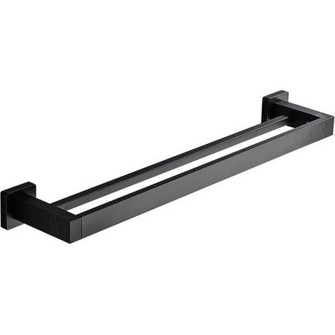 Double Bathroom Towel Rack, Black Wall-Mounted Towel Bar, Stainless Steel Bathroom Towel Holder, Kitchen Towel Rack, Towel Holder, 40cm, 390g (1/5)