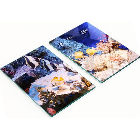 Tablas decorativas de cristal para cortar y servir, dise帽o Arrecife de Coral, 2x40x52 cm