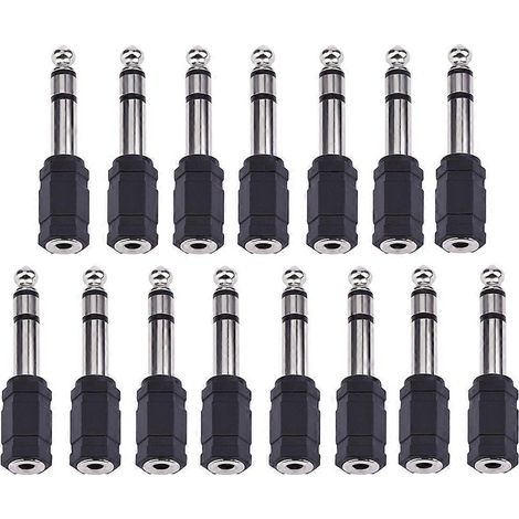 Lot de 15 adaptateurs jack audio 6,5 mm vers 3,5 mm pour microphone, console de mixage et table de mixage (noir)-5.00X1.50X0.30CM-Black