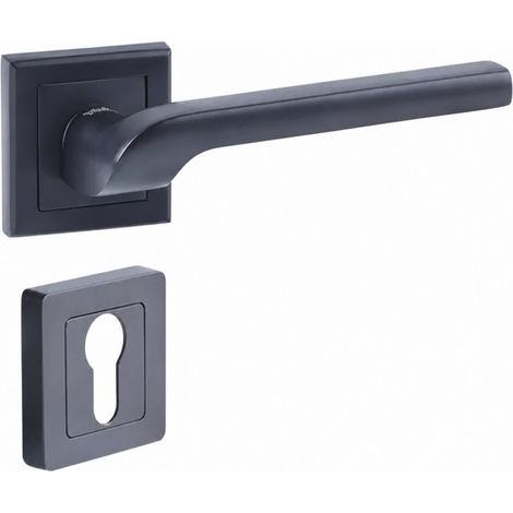 YALE - YPP7-S-PE Poignée de porte carrée de 7 noir YALE - Modele Sienna - passage de cylindre euro (1/4)