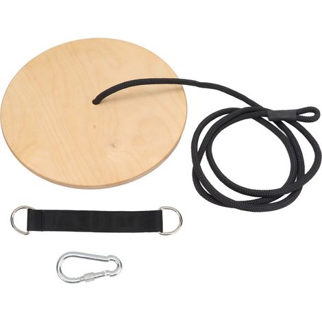Balançoire Corde Disque Bois Rond Réglable avec Plateforme pour Jardin Extérieur 200 cm (1/5)