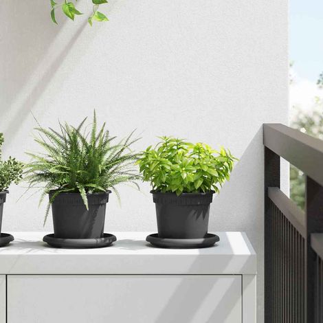 Runder Blumentopf 6 pcs Schwarz Ø 12,5 x 10 cm Kunststoff