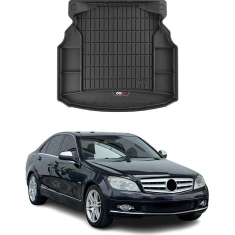 Tapis de Coffre 3D TPE Premium Compatible avec Mercedes C-Klasse W204 2007-2014 Bac de Protection de Coffre Intérieur antidérapant Revêtement de Coffre Bords Hauts pour Voiture Noir (1/5)