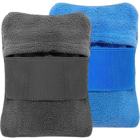 Brosse de plage pour enlever le sable - 15 x 11 cm - Bleu, Gris - Gants de plage souples - Indispensable pour les vacances à la plage et le camping (1/5)
