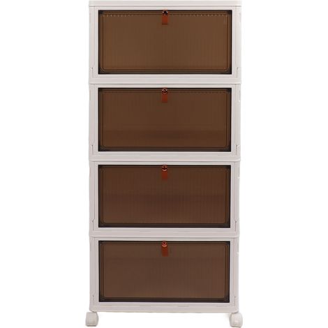 Boîtes de rangement empilables avec couvercle, boîte en plastique organisateur 4 couches pour salon chambre