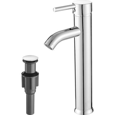 Robinet de salle de bain, robinet de lavabo monocommande avec soupape de vidange à ressort, adapté aux lavabos de camping-car, avec base. (1/5)