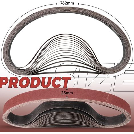 Set di 30 nastri abrasivi 25 x 762 mm, assortimento di 5 grane miste, per levigatrici a nastro (metallo, legno, lucidatura) – grane 40/80/120/180/320 (1/5)